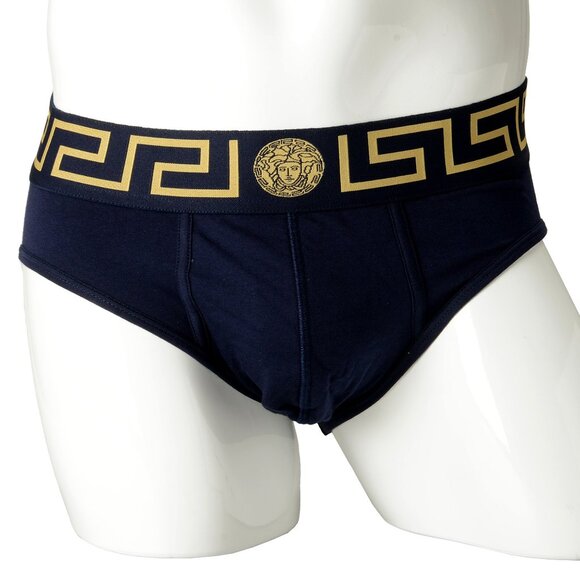 Versace Men's Navy Blue/Gold Low Rise Slip Underwear Versace Sz 7 US XL IT 54 - Picture 1 of 5